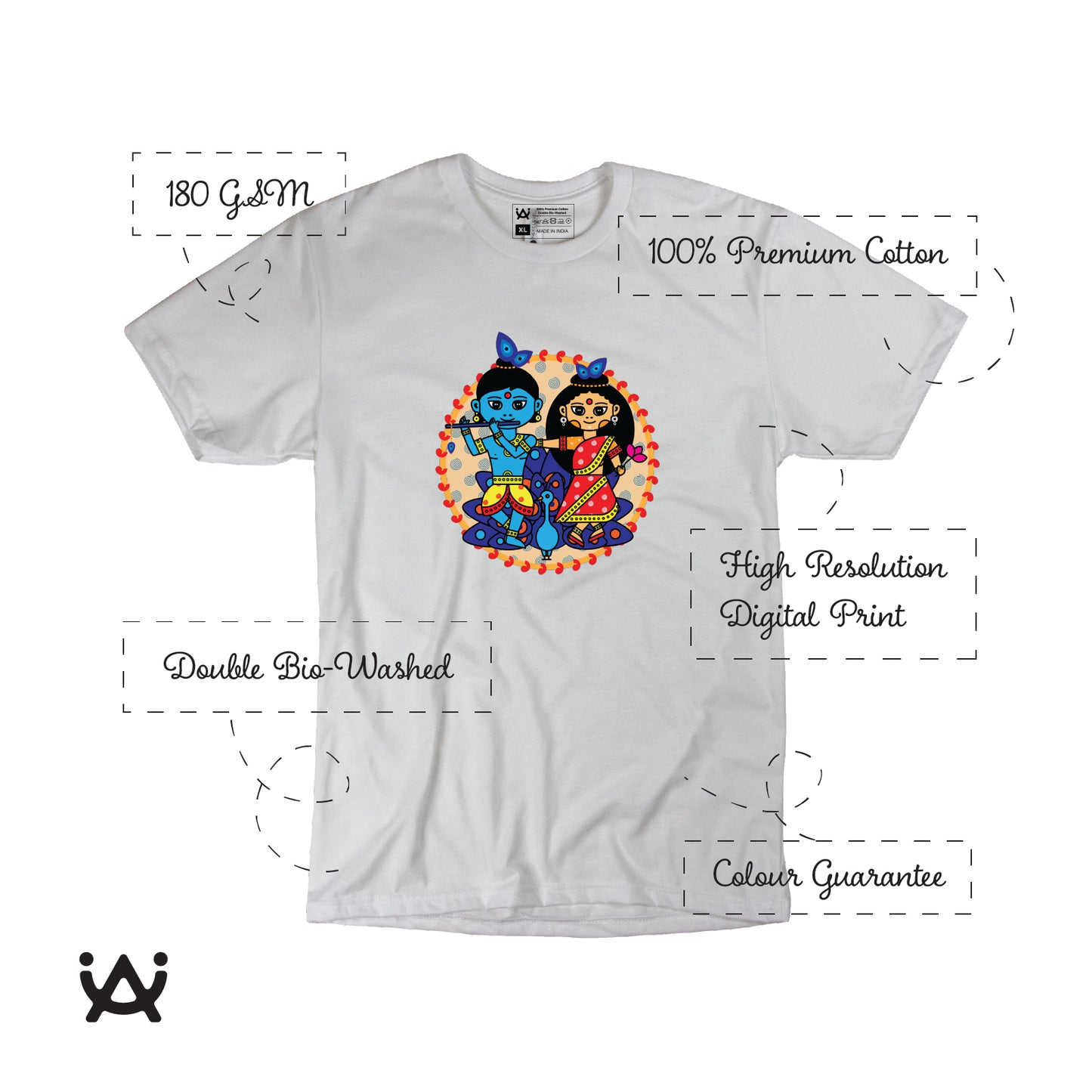 Mens Printed 100% Cotton T-Shirt - Radhe Krishna