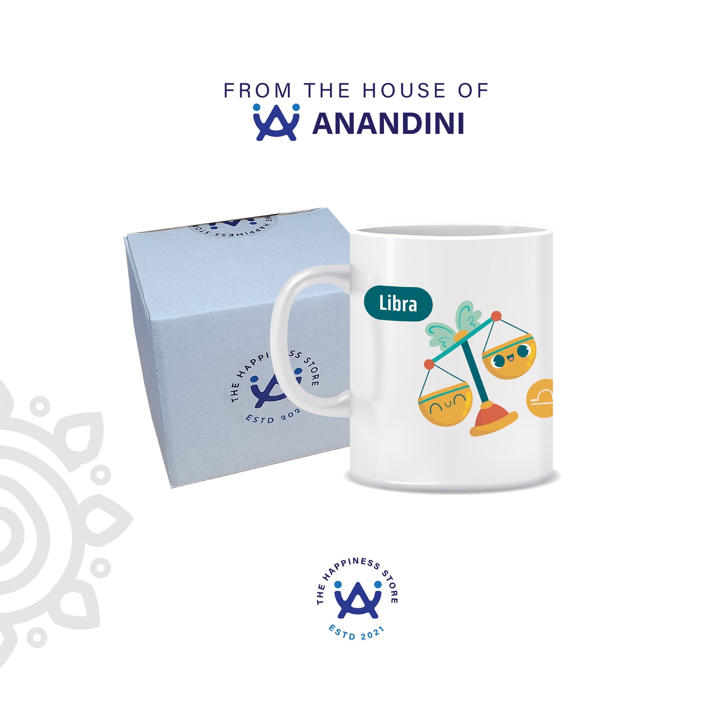 White Ceramic Coffee Mug | Zodiac Sign | Libra | 325 ML | Pack of 1