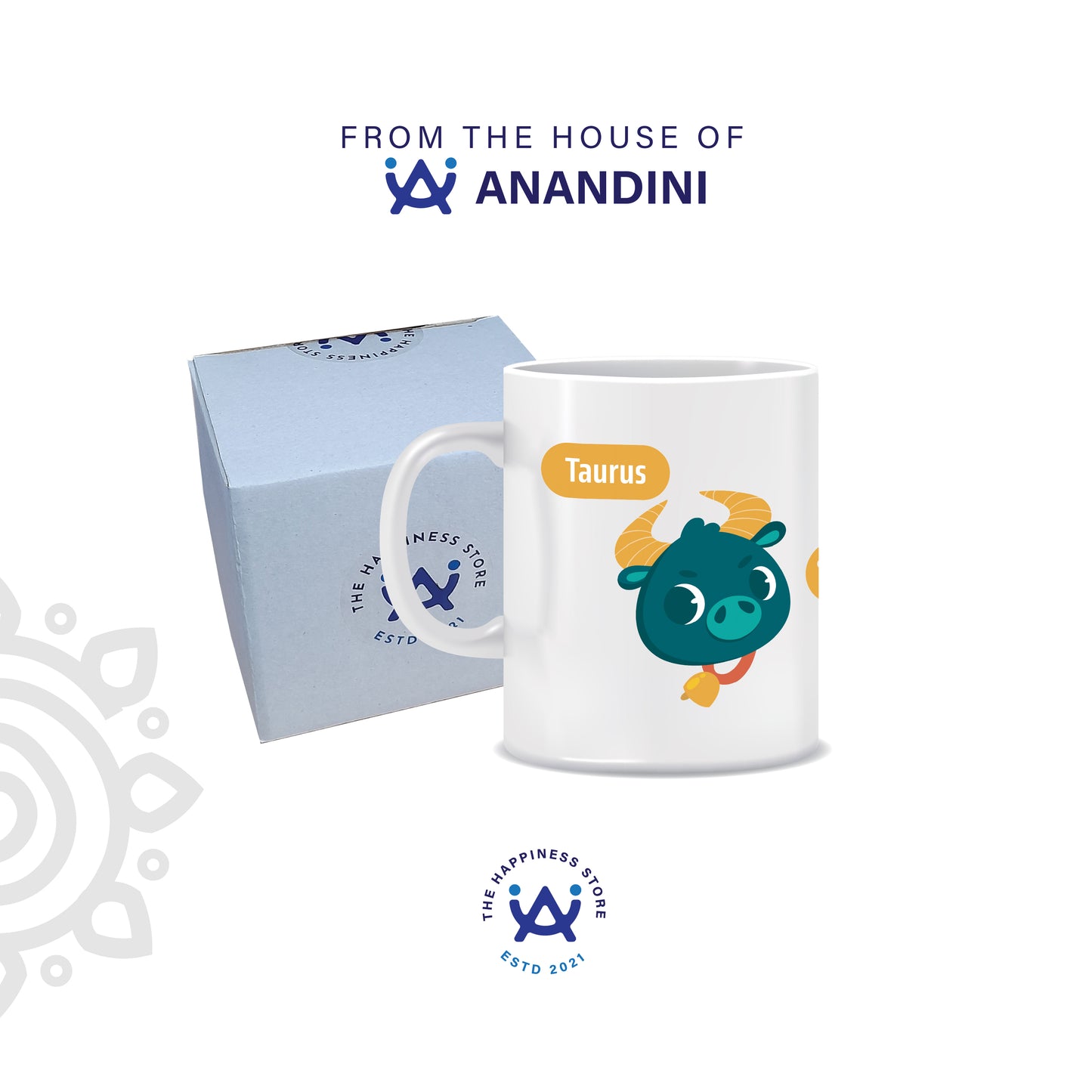 White Ceramic Coffee Mug | Zodiac Sign | Taurus | 325 ML | Pack of 1