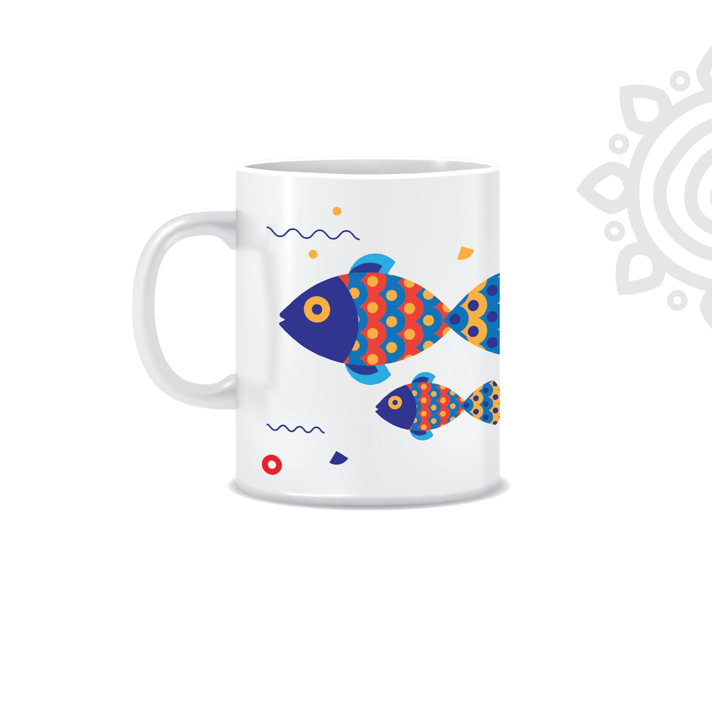 Fish Family | Digital Art | White Ceramic Coffee Mug | Printed | 325 ML | Pack of 1