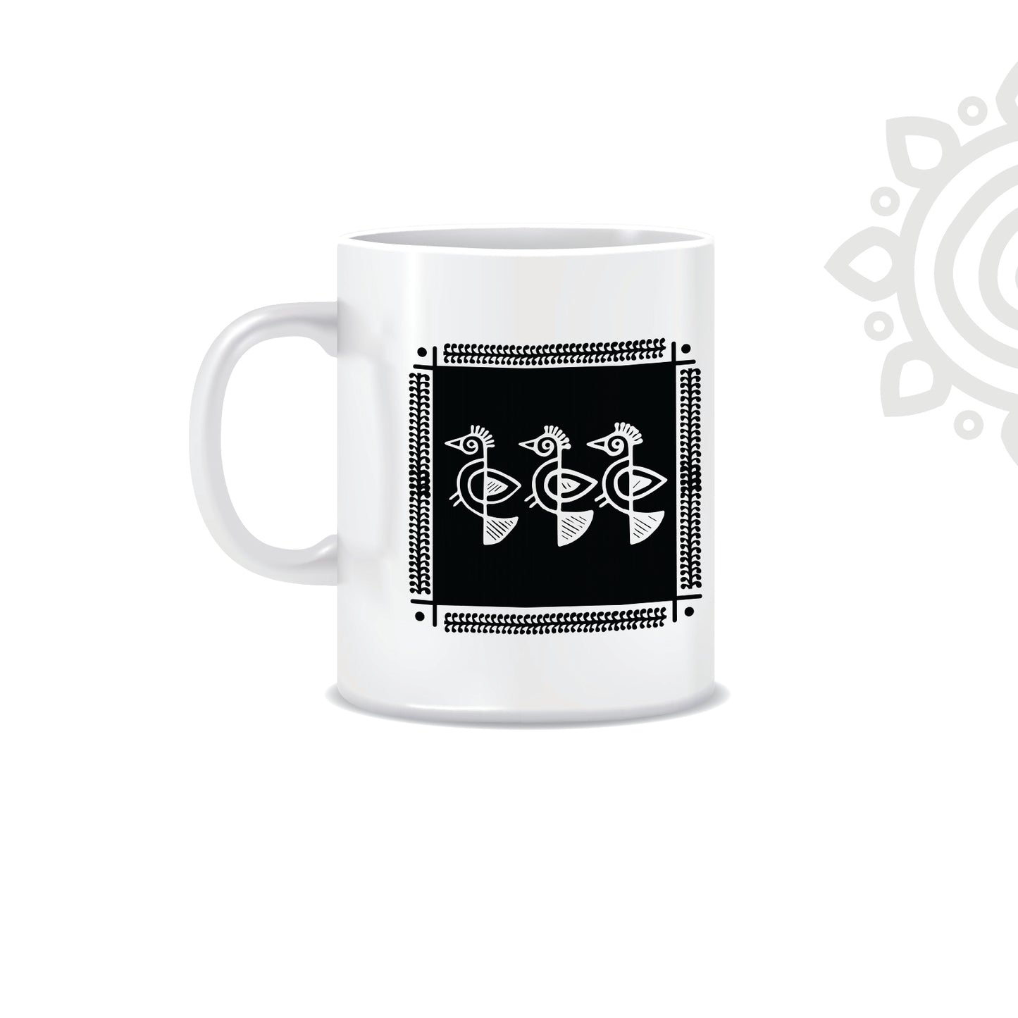 Shantiniketan | White Ceramic Coffee Mug | Style #3