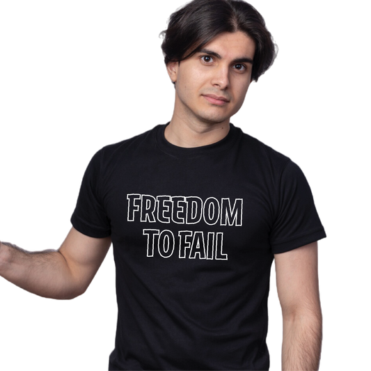 Unisex Printed 100% Cotton T-Shirt - Freedom To Fail - Black