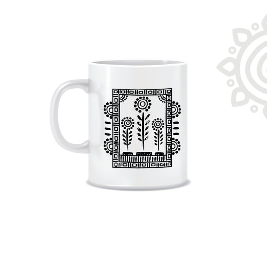 Shantiniketan | White Ceramic Coffee Mug | Style #2