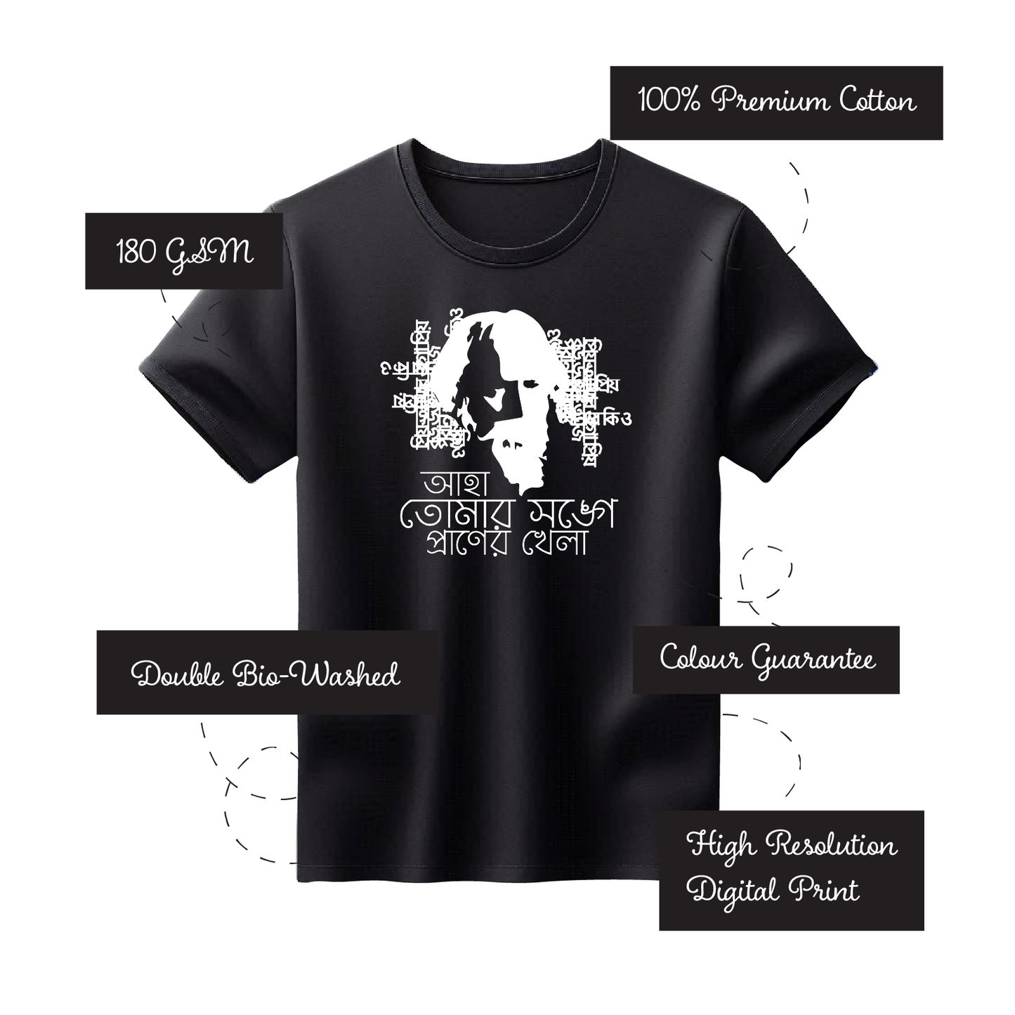 Rabindranath - Style #1 - Mens Printed 100% Cotton T-Shirt