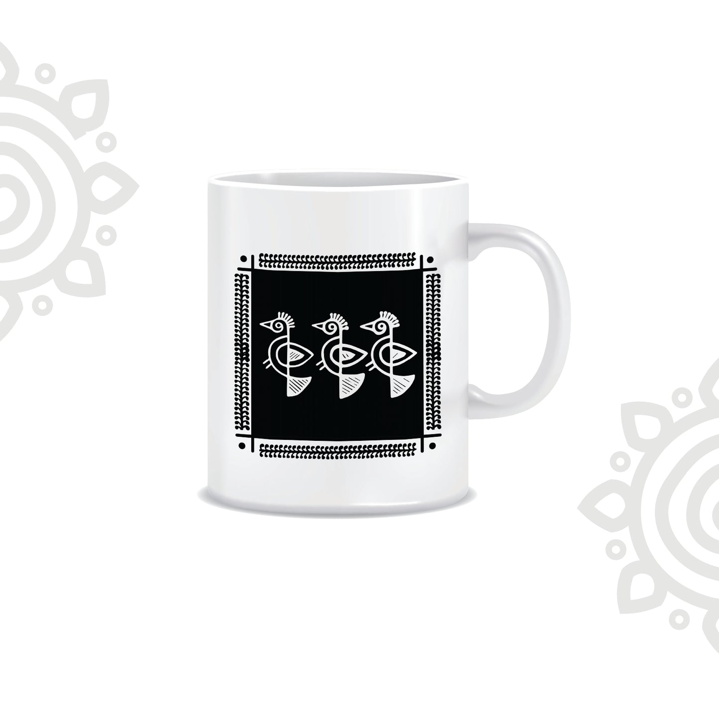 Shantiniketan | White Ceramic Coffee Mug | Style #3