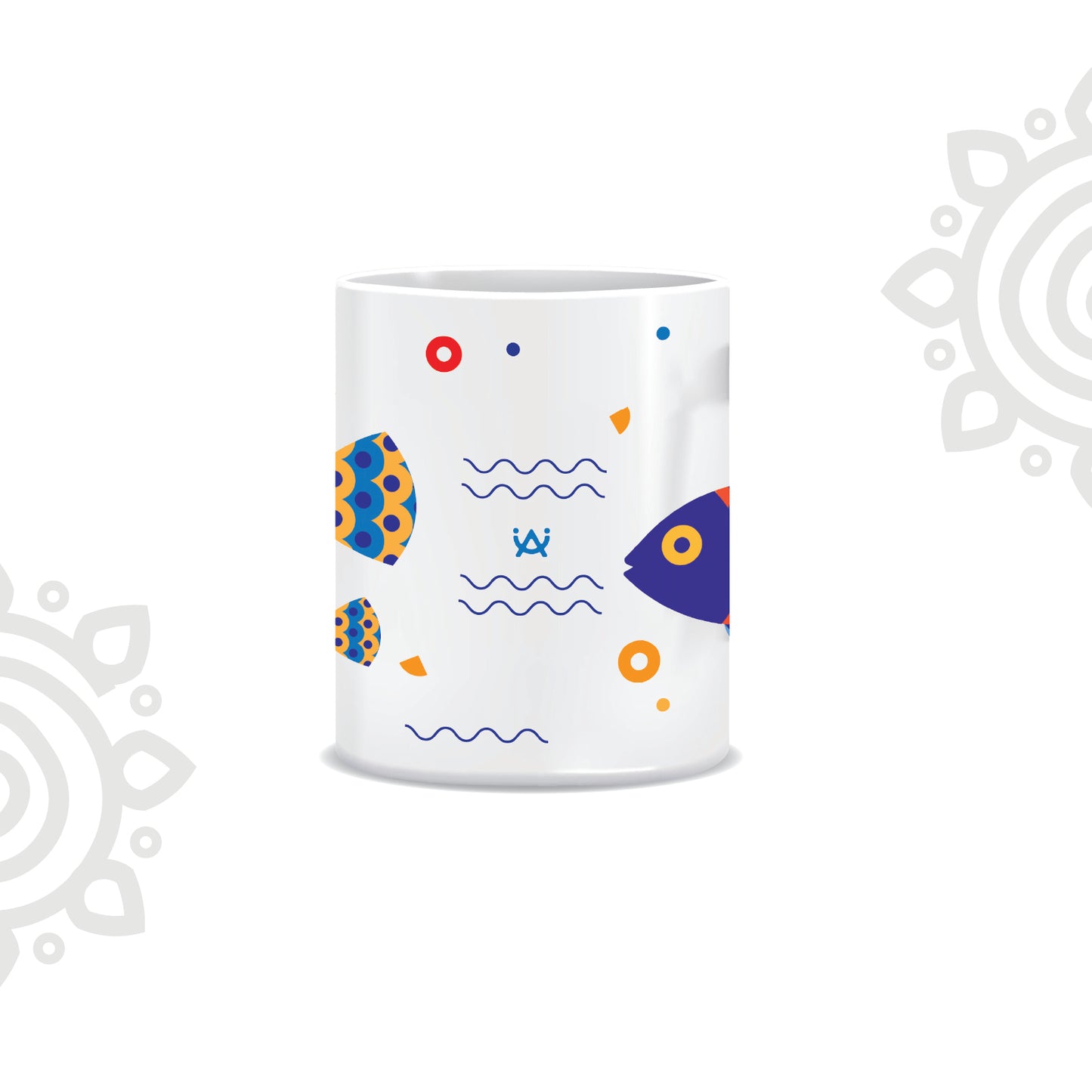 Fish Family | Digital Art | White Ceramic Coffee Mug | Printed | 325 ML | Pack of 1