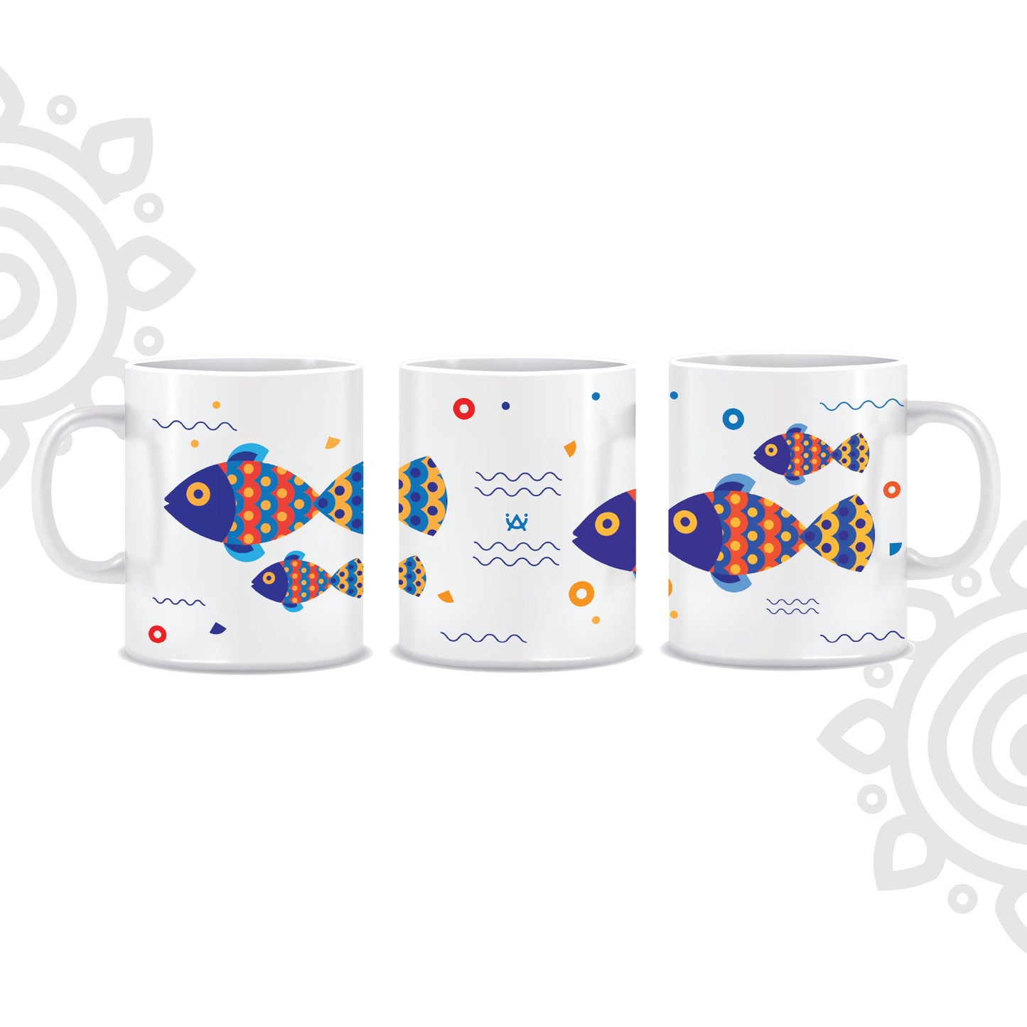 Fish Family | Digital Art | White Ceramic Coffee Mug | Printed | 325 ML | Pack of 1