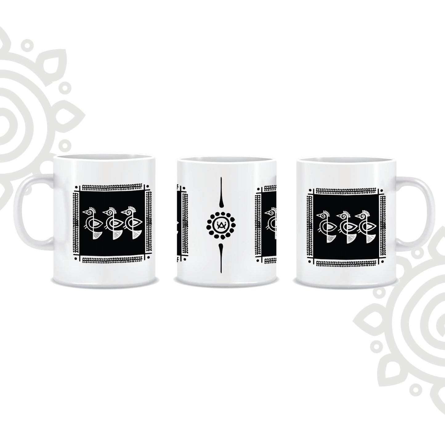 Shantiniketan | White Ceramic Coffee Mug | Style #3