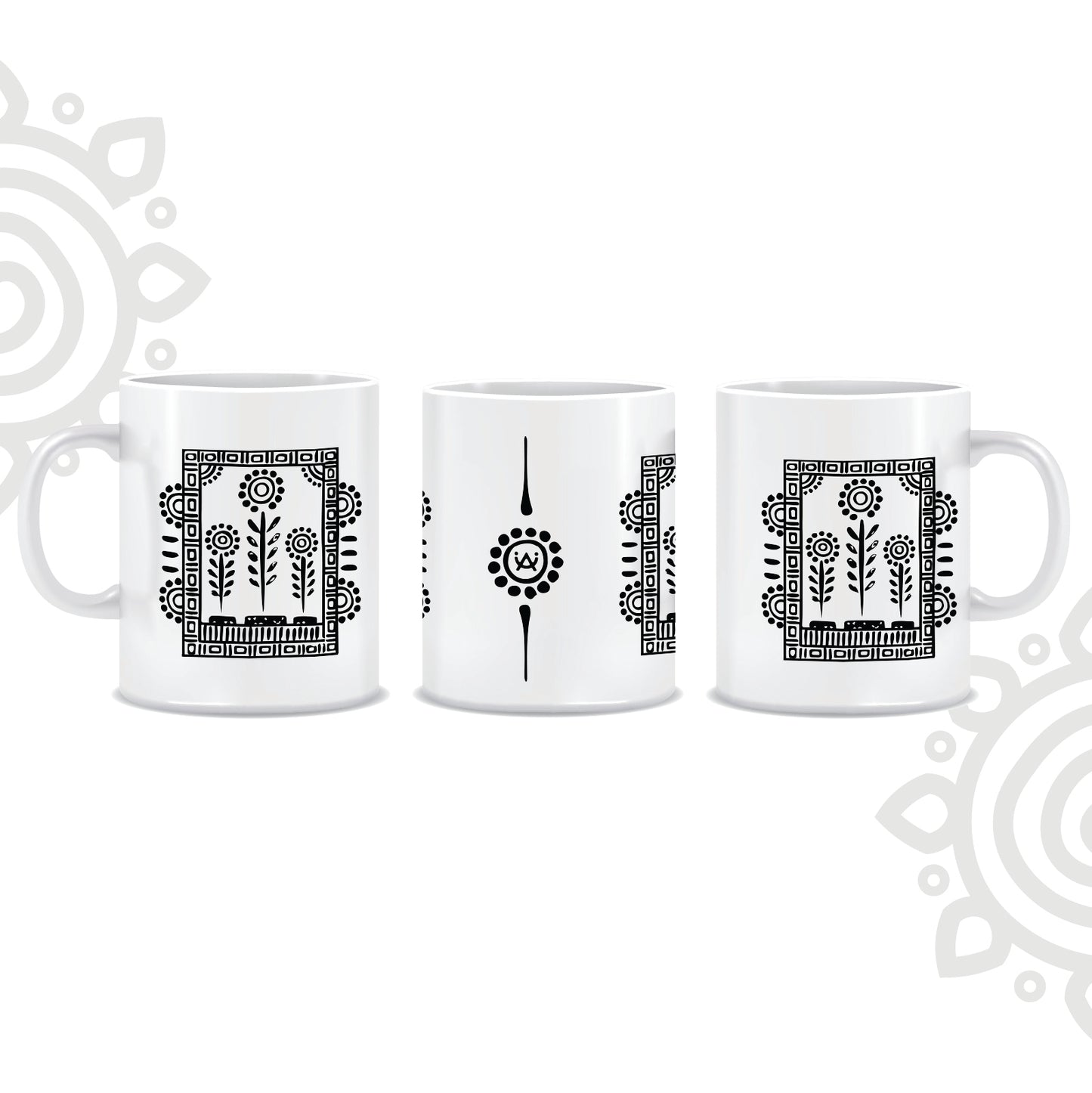 Shantiniketan | White Ceramic Coffee Mug | Style #2