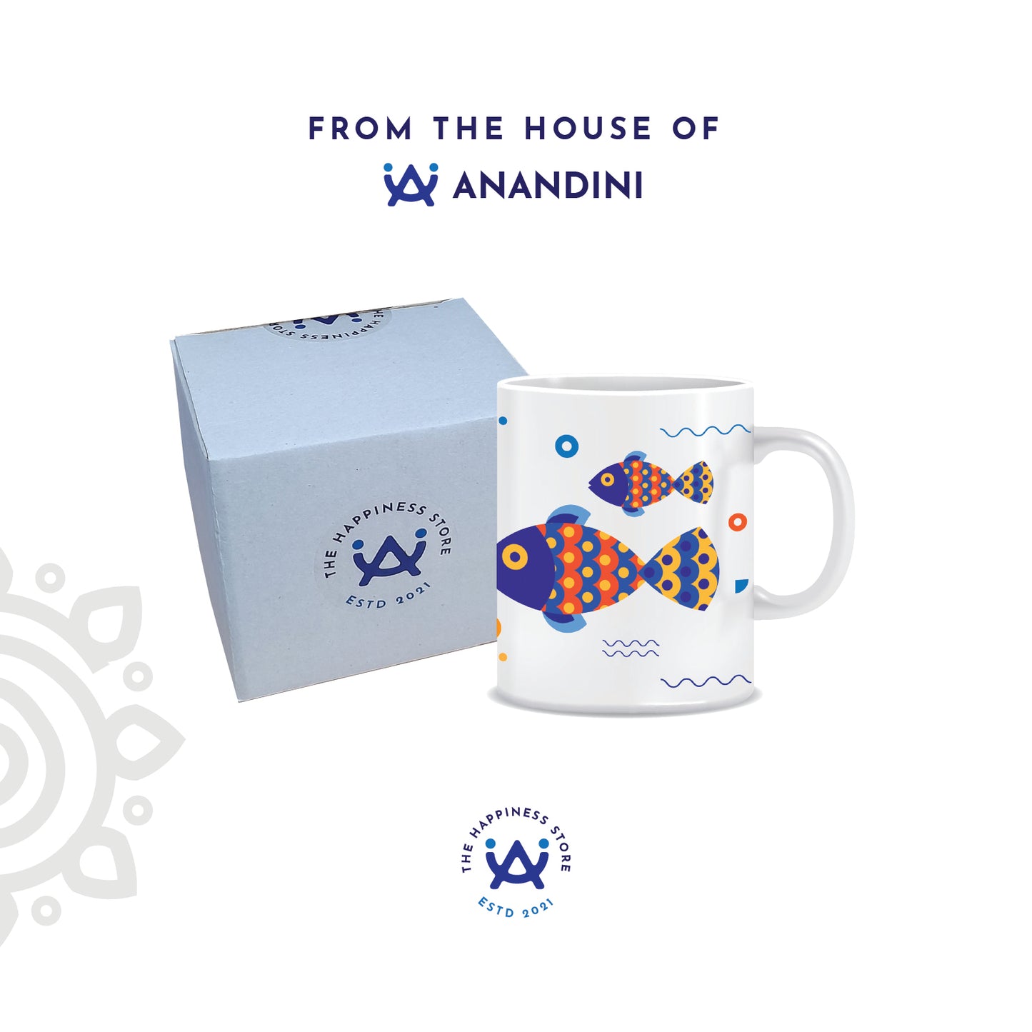 Fish Family | Digital Art | White Ceramic Coffee Mug | Printed | 325 ML | Pack of 1