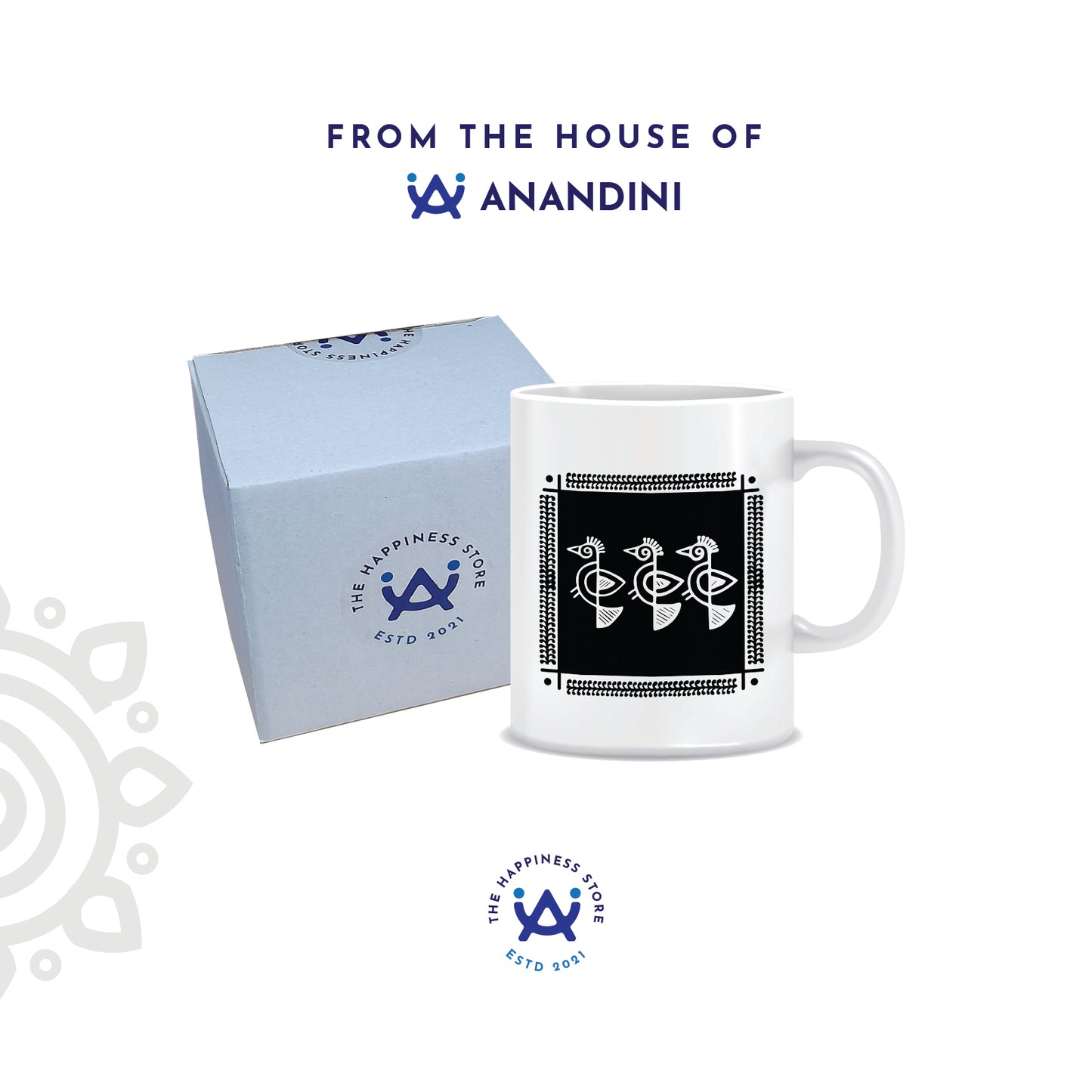 Shantiniketan | White Ceramic Coffee Mug | Style #3