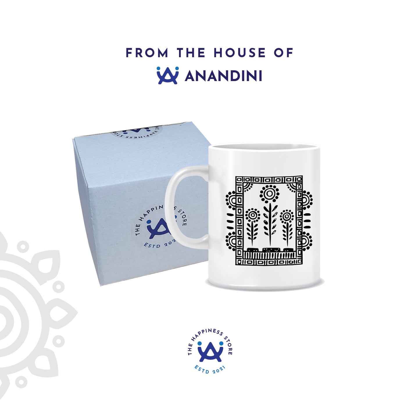 Shantiniketan | White Ceramic Coffee Mug | Style #2