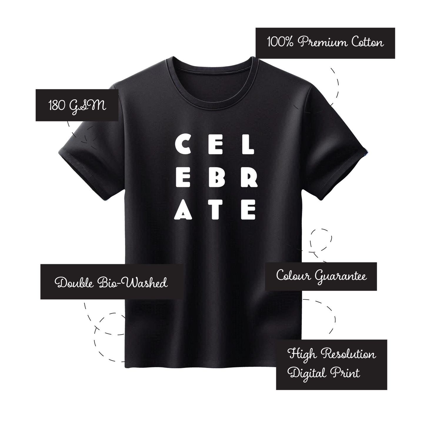 Mens Printed 100% Cotton T-Shirt - Celebrate