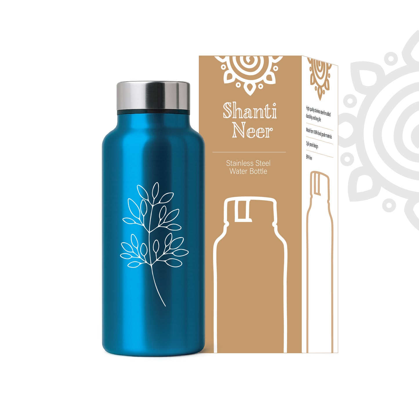 Shanti Neer | Designer Stainless Steel Water Bottle | Style #15