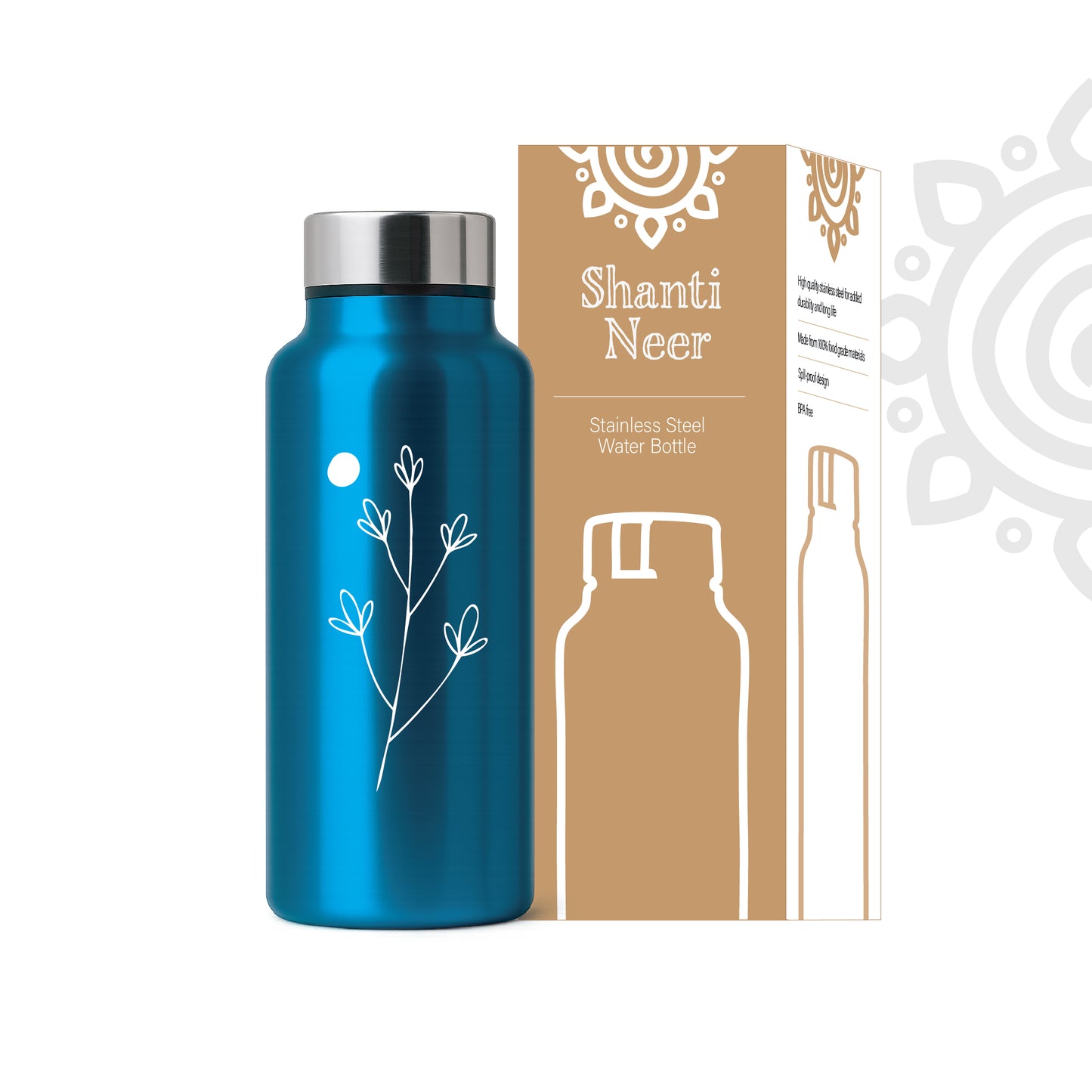Shanti Neer | Designer Stainless Steel Water Bottle | Style #17