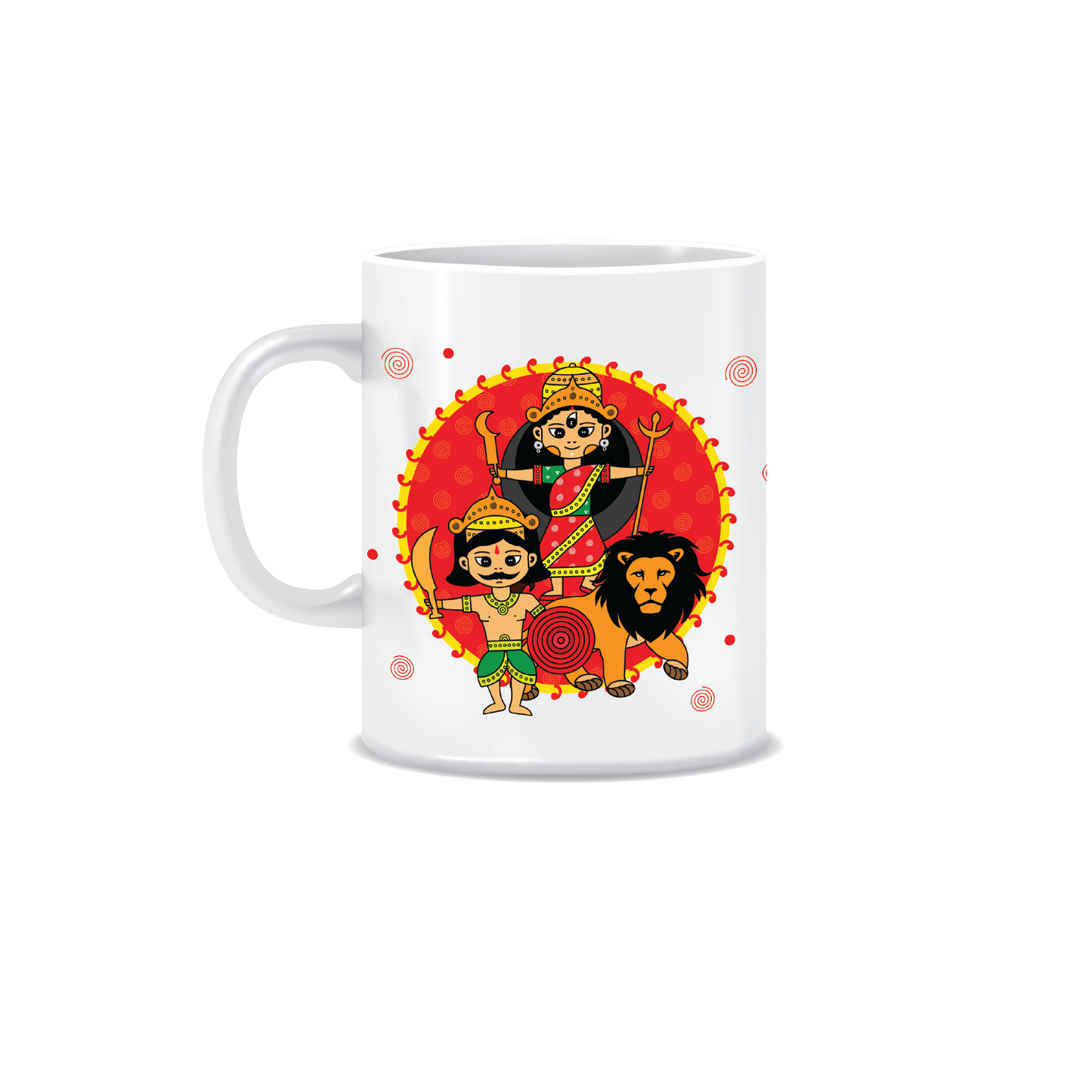 Combo Deal | Set of 3 | Durga - Framed Art, Coffee Mug & Mens Printed 100% Cotton T-Shirt