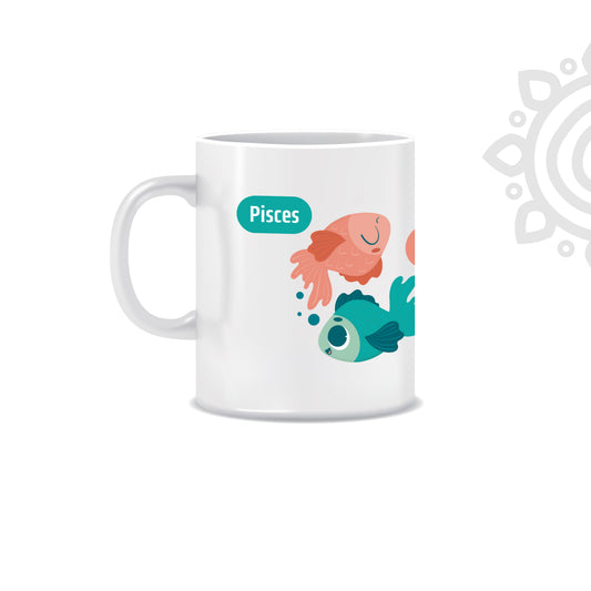 White Ceramic Coffee Mug | Zodiac Sign | Pisces | 325 ML | Pack of 1