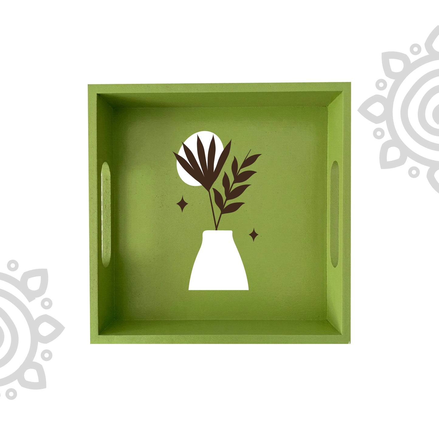 Hand Painted Multipurpose Serving Tray with Handle | 10"x10"x2" | Style #11