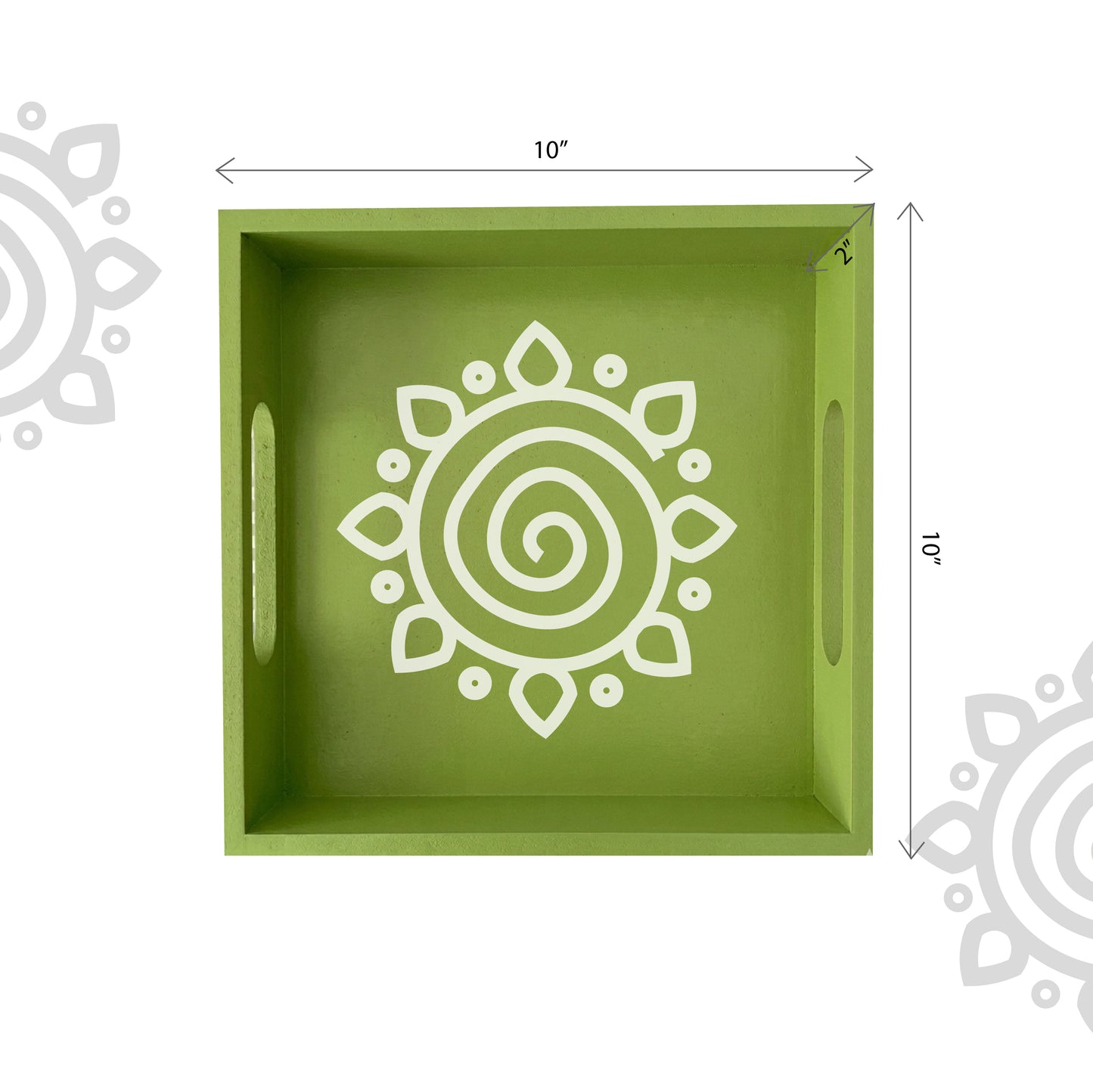 Hand Painted Multipurpose Serving Tray with Handle | 10"x10"x2" | Style #1