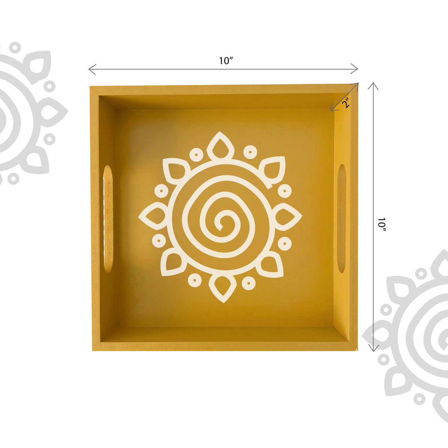 Hand Painted Multipurpose Serving Tray with Handle | 10"x10"x2" | Style #1