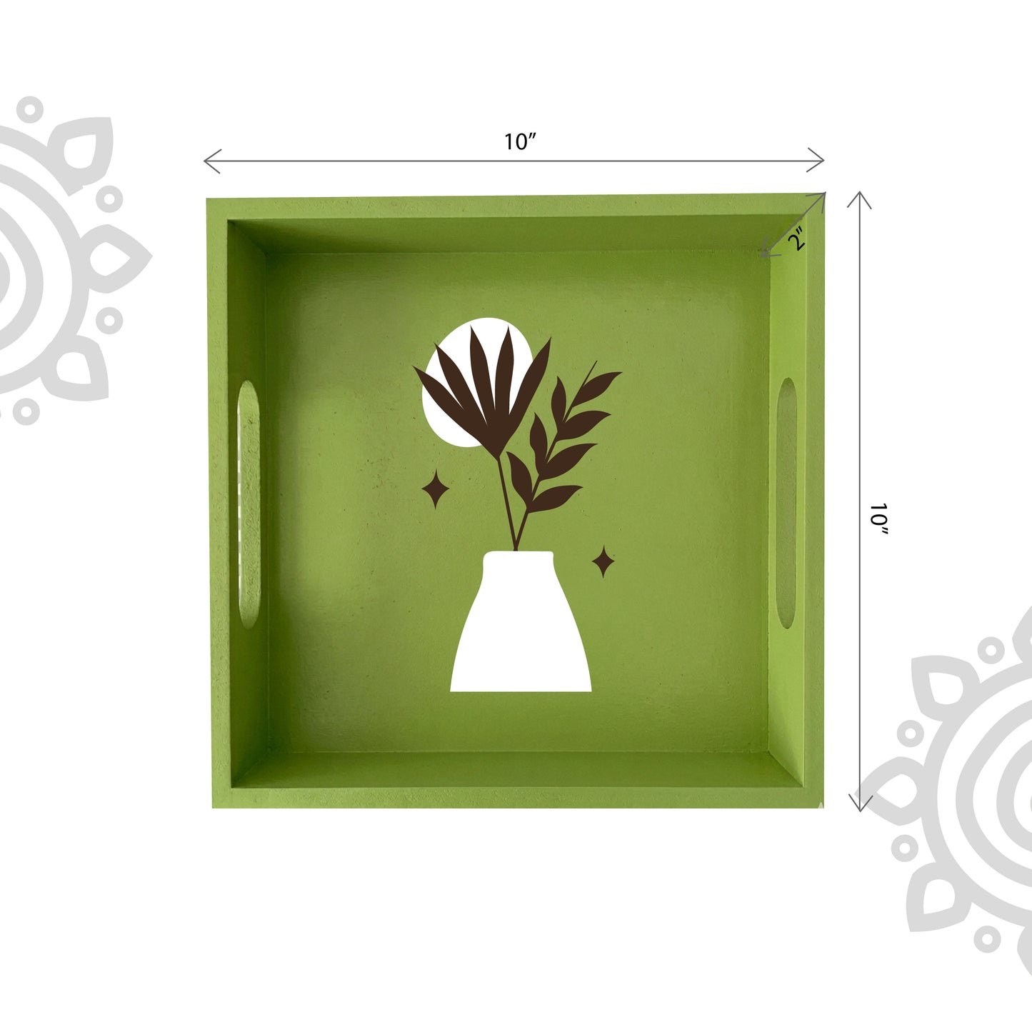 Hand Painted Multipurpose Serving Tray with Handle | 10"x10"x2" | Style #11
