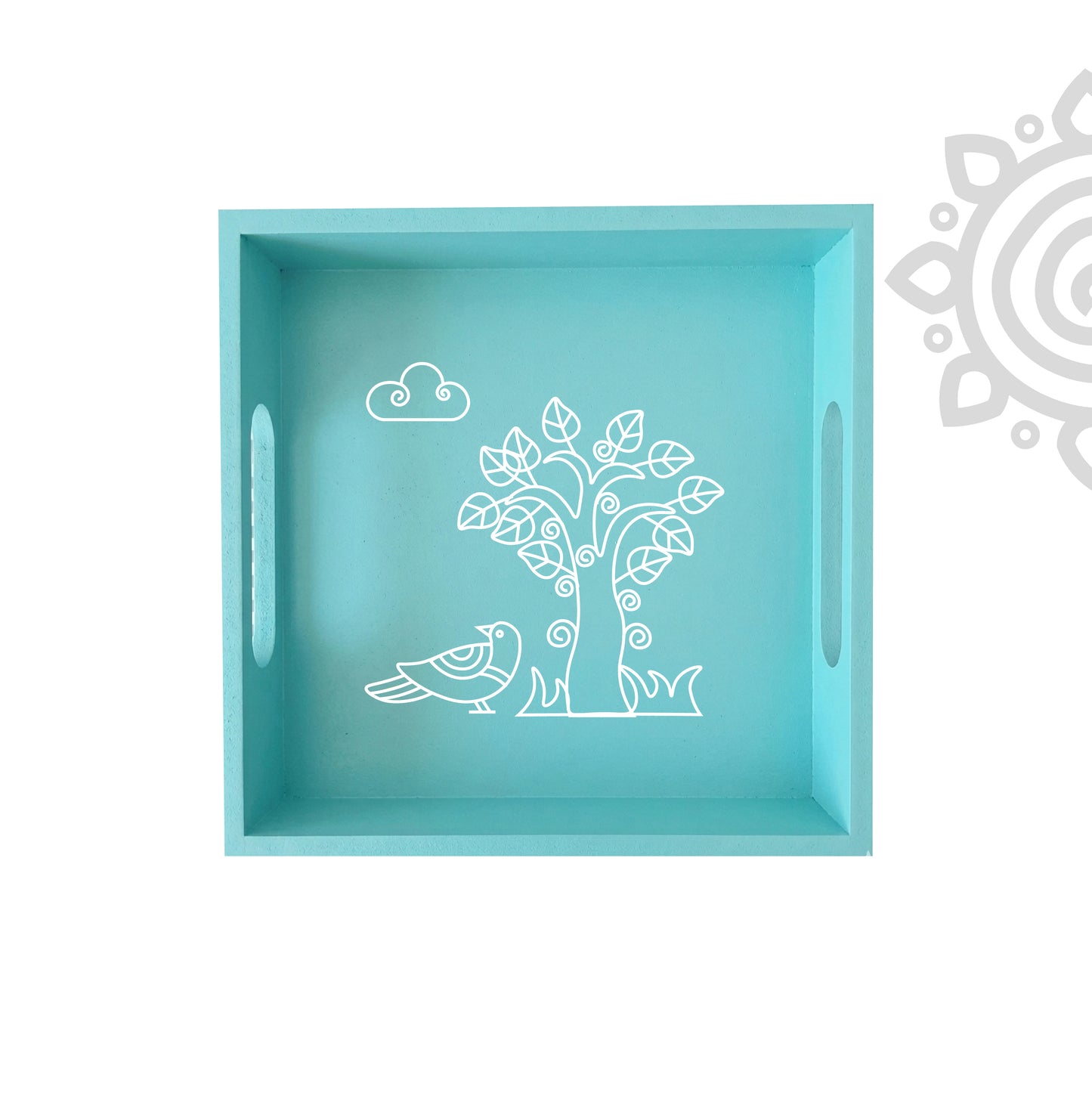 Hand Painted Multipurpose Serving Tray with Handle | 10"x10"x2" | Style #6
