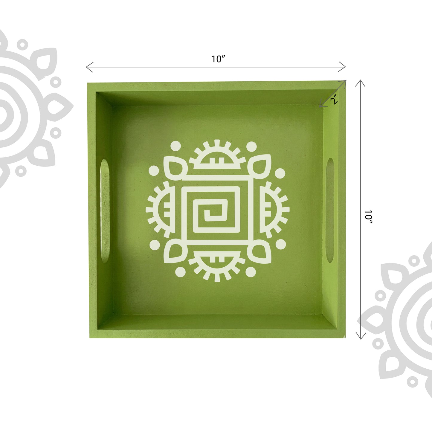 Hand Painted Multipurpose Serving Tray with Handle | 10"x10"x2" | Style #2