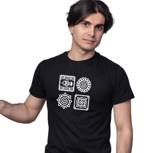 Alpona | Bengali Folk Art | Printed 100% Cotton Unisex T-Shirt - Style #9