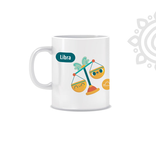 White Ceramic Coffee Mug | Zodiac Sign | Libra | 325 ML | Pack of 1