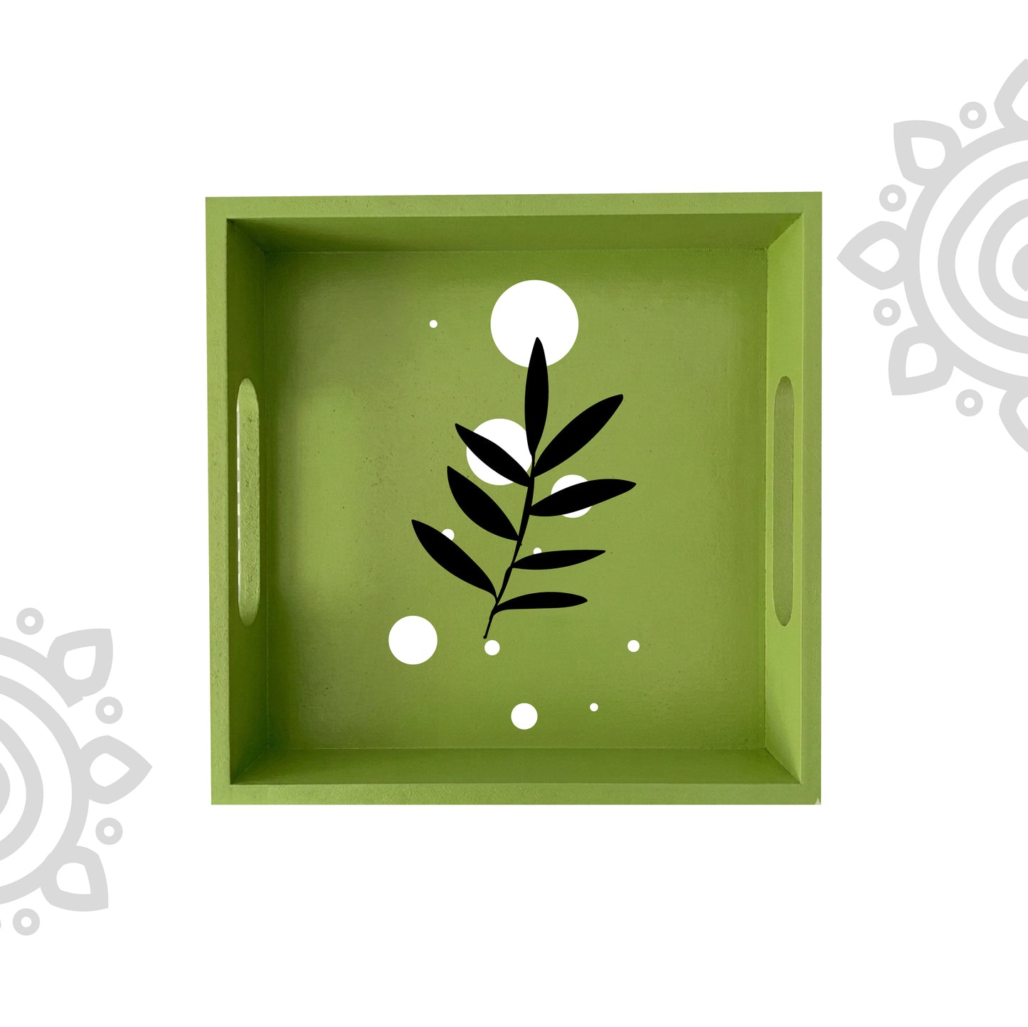 Hand Painted Multipurpose Serving Tray with Handle | 10"x10"x2" | Style #9