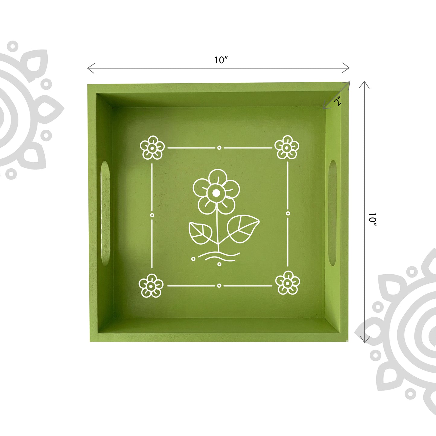 Hand Painted Multipurpose Serving Tray with Handle | 10"x10"x2" | Style #4