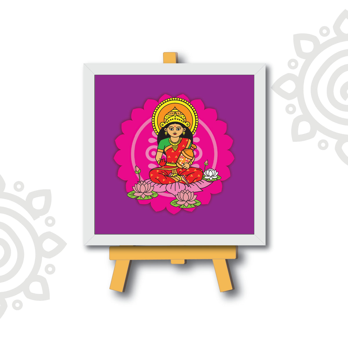 Deepawali Collection | 6X6 Inch | Style #3 | Colorful Framed Wall Art with Stand