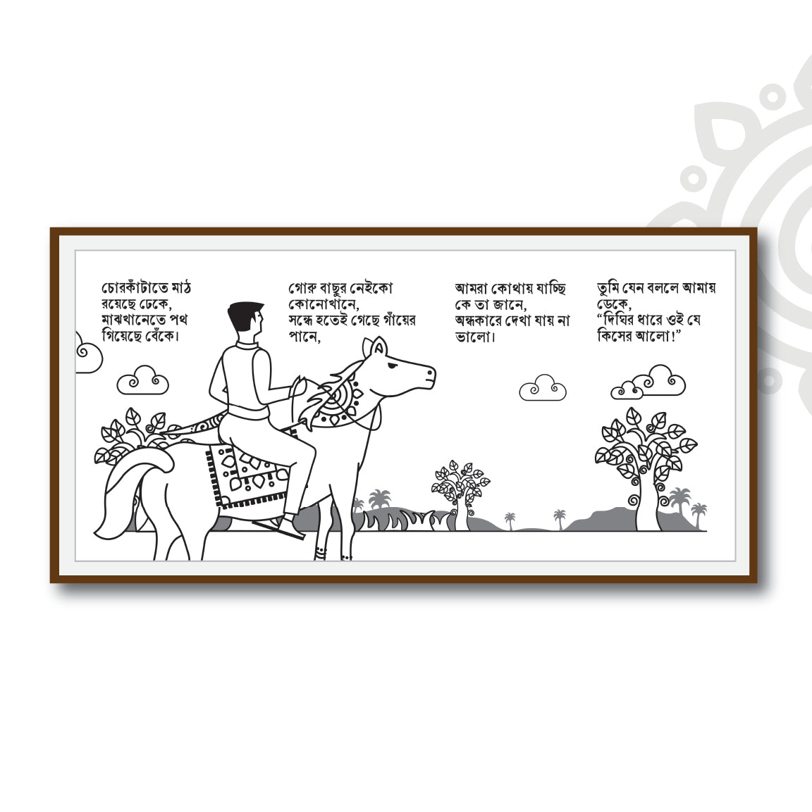 Pre-booking | Birpurush | 17 X 8 Inch | Set of 8 framed wall art for Home & Office Decoration