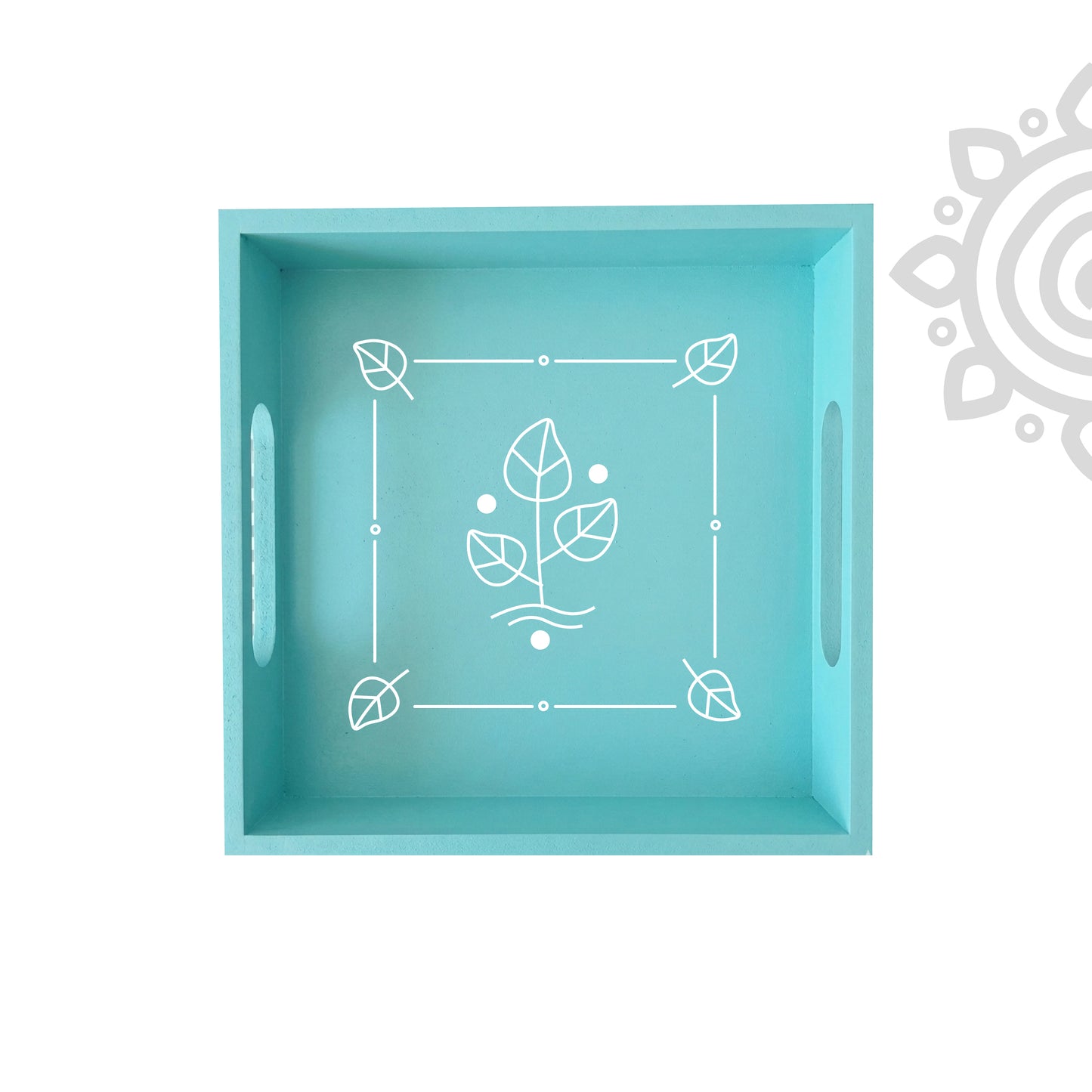 Hand Painted Multipurpose Serving Tray with Handle | 10"x10"x2" | Style #7