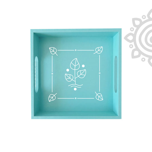 Hand Painted Multipurpose Serving Tray with Handle | 10"x10"x2" | Style #7