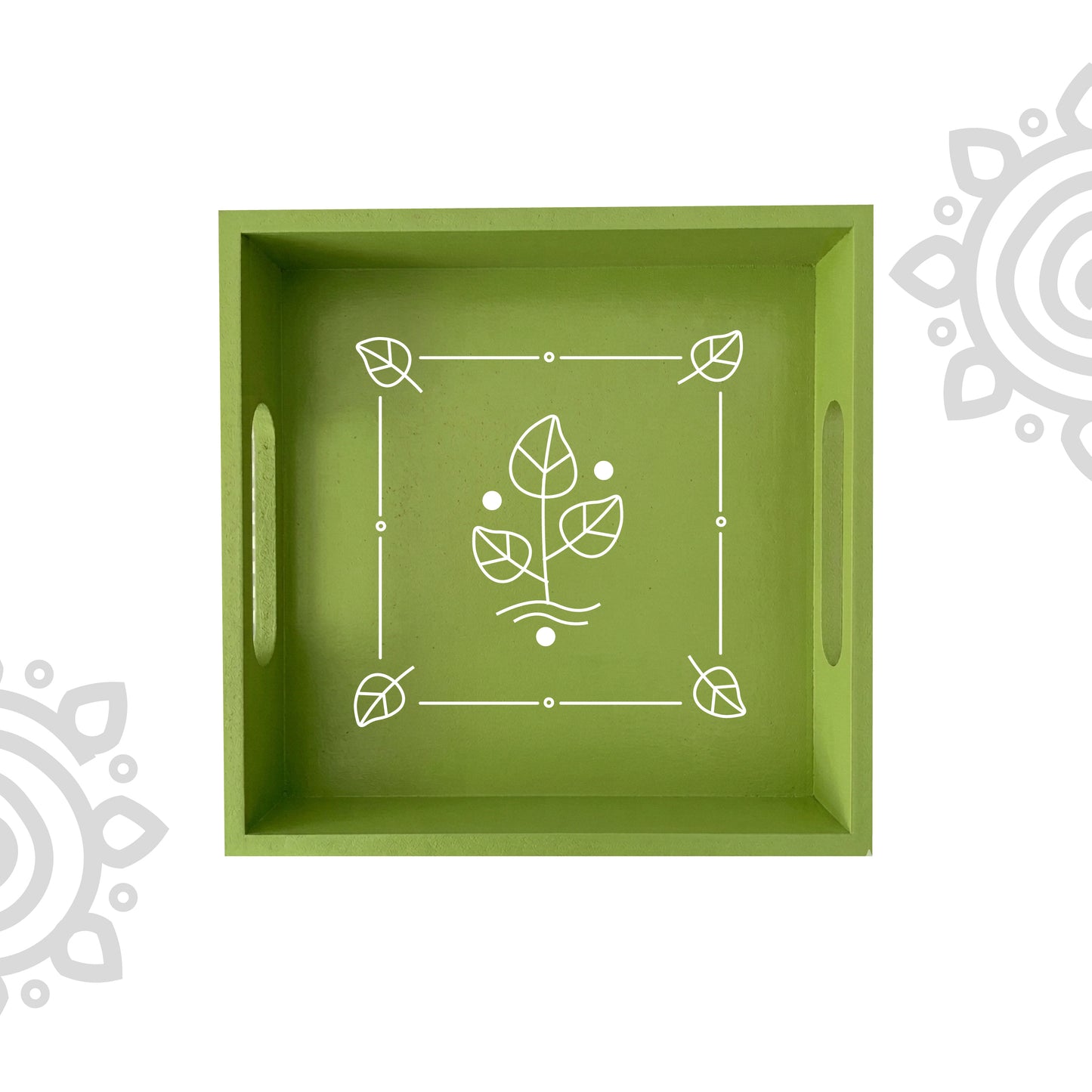 Hand Painted Multipurpose Serving Tray with Handle | 10"x10"x2" | Style #7