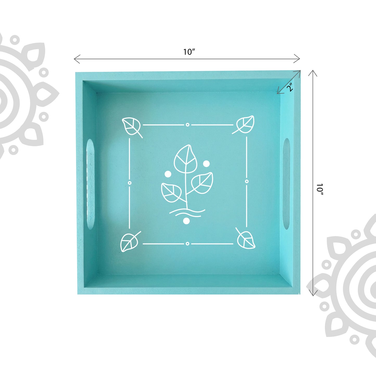 Hand Painted Multipurpose Serving Tray with Handle | 10"x10"x2" | Style #7