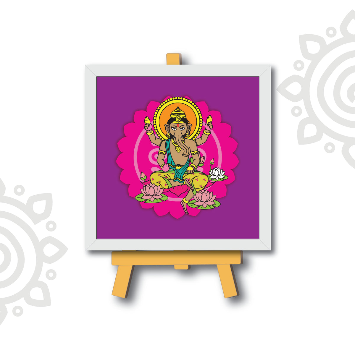 Deepawali Collection | 6X6 Inch | Style #4 | Colorful Framed Wall Art with Stand