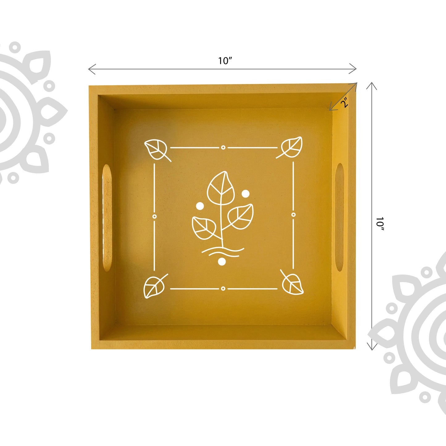 Hand Painted Multipurpose Serving Tray with Handle | 10"x10"x2" | Style #7