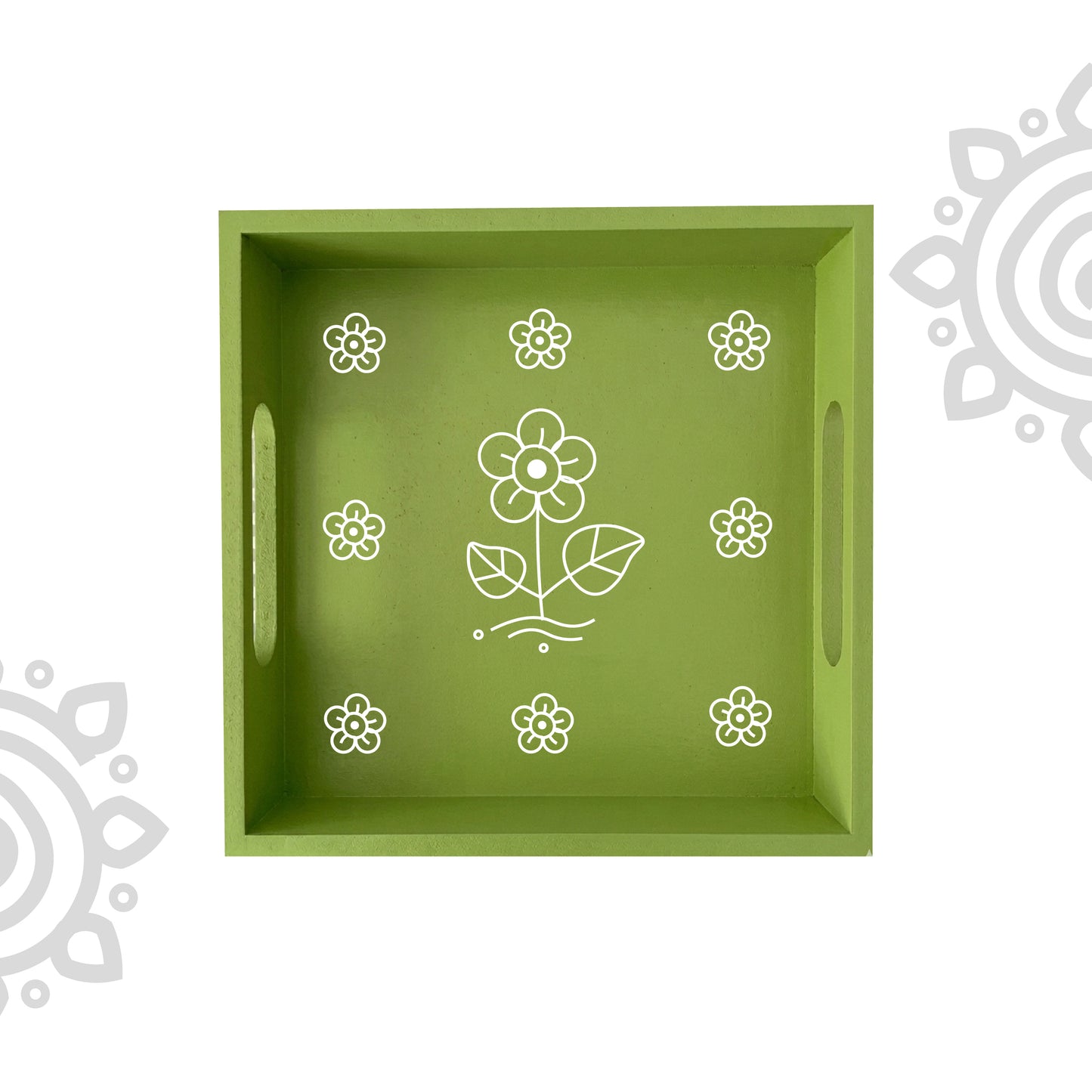 Hand Painted Multipurpose Serving Tray with Handle | 10"x10"x2" | Style #8