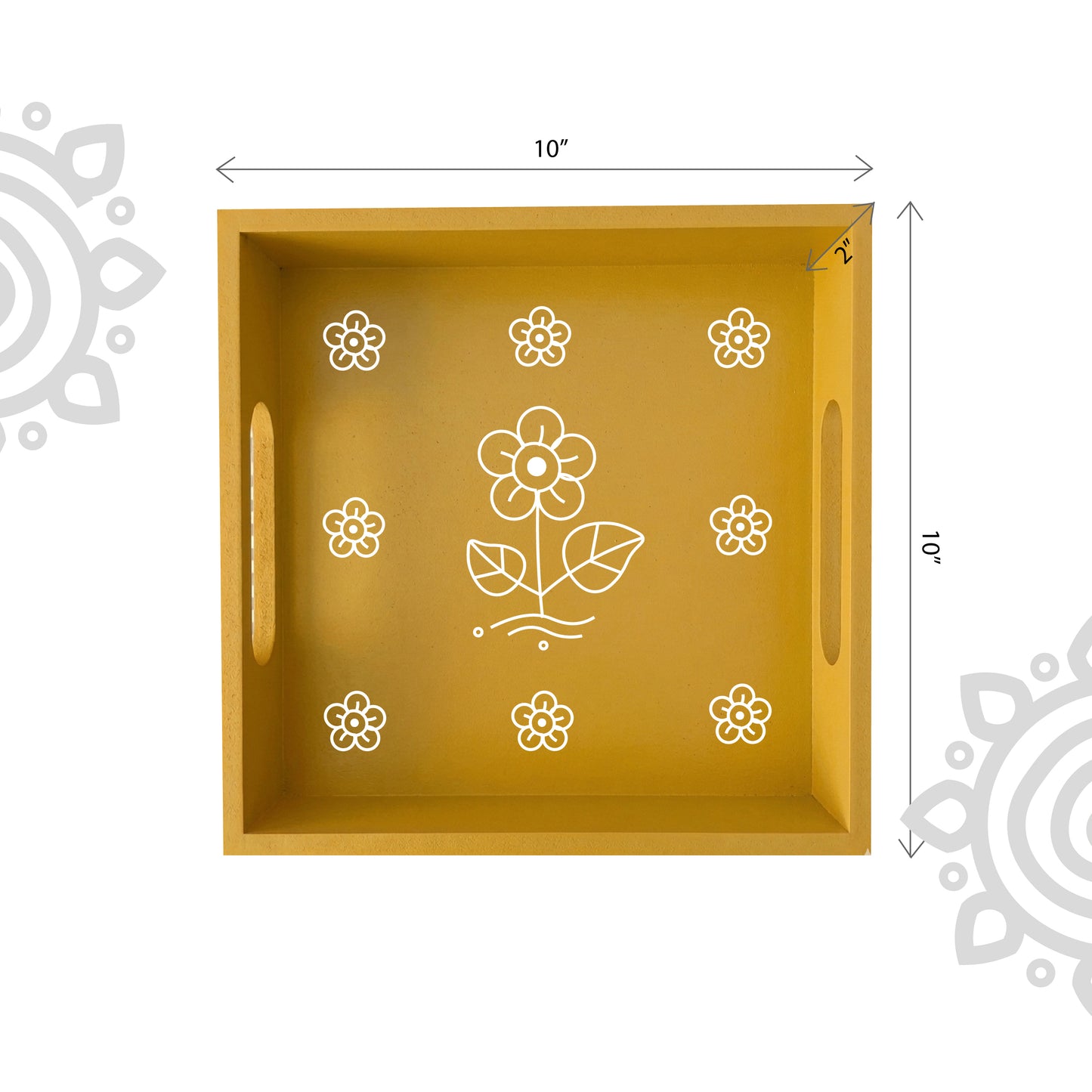 Hand Painted Multipurpose Serving Tray with Handle | 10"x10"x2" | Style #8