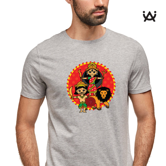 Mens Printed 100% Cotton T-Shirt - Durga