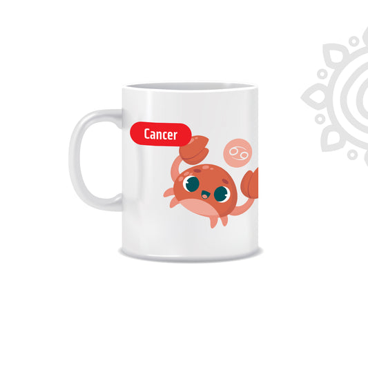 White Ceramic Coffee Mug | Zodiac Sign | Cancer | 325 ML | Pack of 1