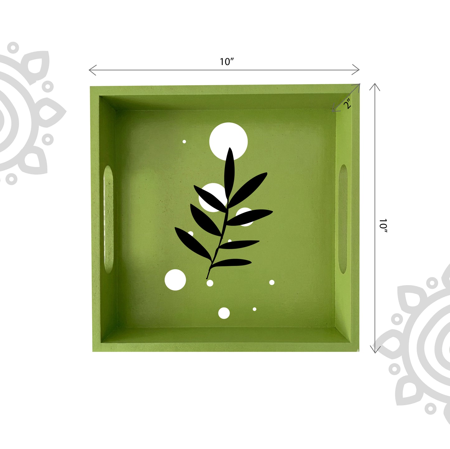 Hand Painted Multipurpose Serving Tray with Handle | 10"x10"x2" | Style #9