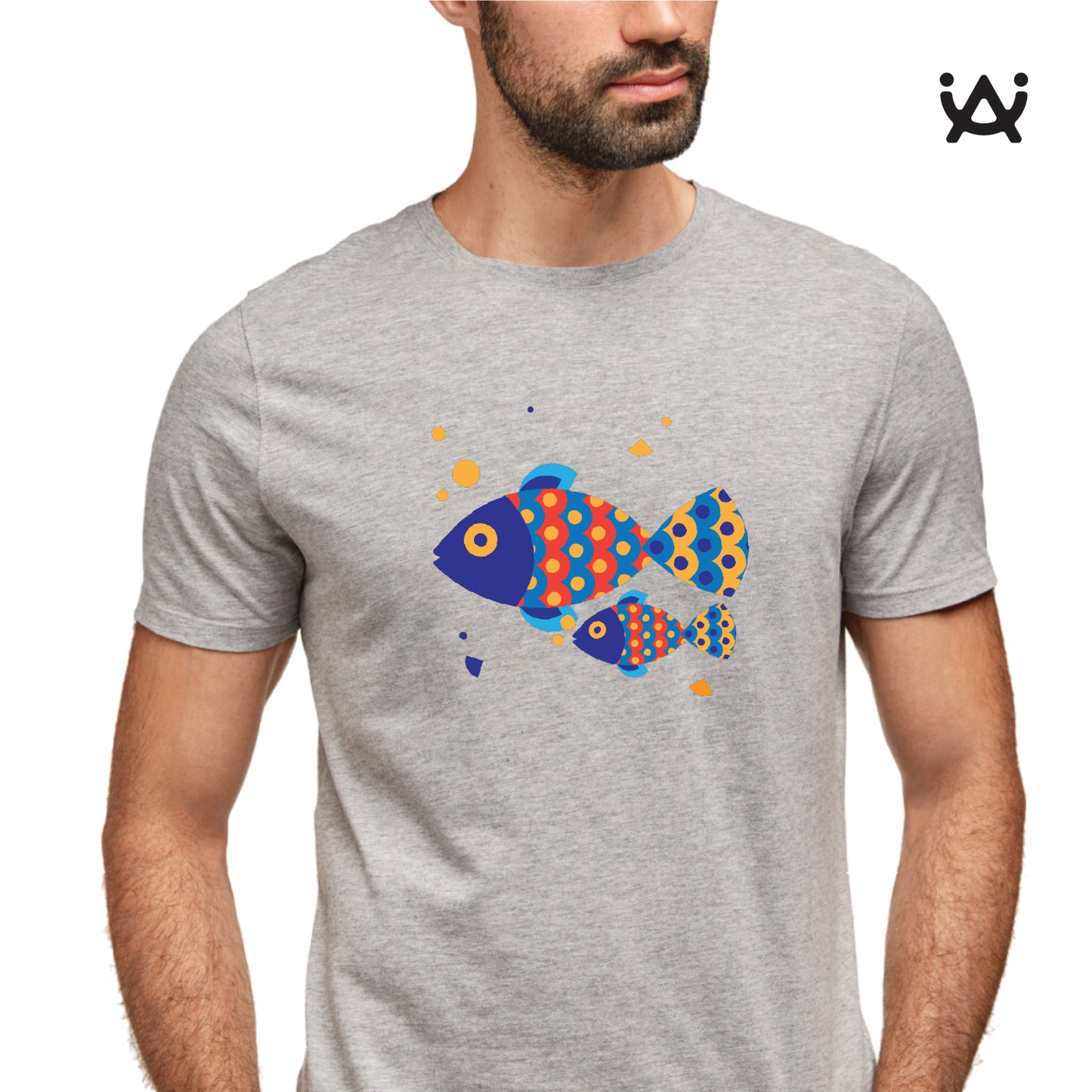 Combo Deal | Set of 3 | Fish Family - Framed Art, Coffee Mug & Mens Printed 100% Cotton T-Shirt