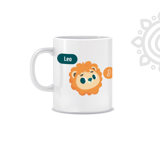 White Ceramic Coffee Mug | Zodiac Sign | Leo | 325 ML | Pack of 1
