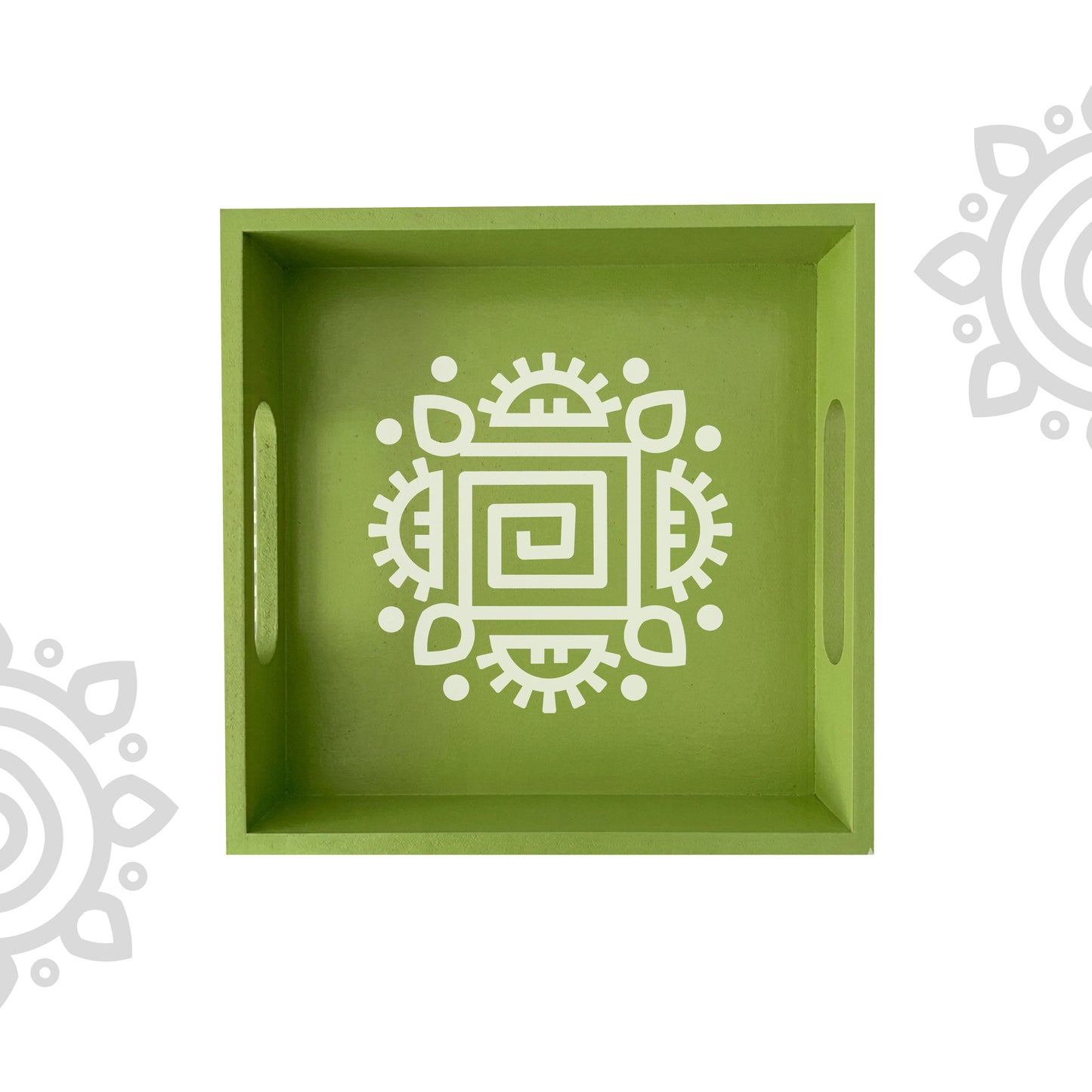 Hand Painted Multipurpose Serving Tray with Handle | 10"x10"x2" | Style #2