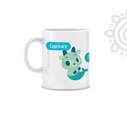White Ceramic Coffee Mug | Zodiac Sign | Capricorn | 325 ML | Pack of 1