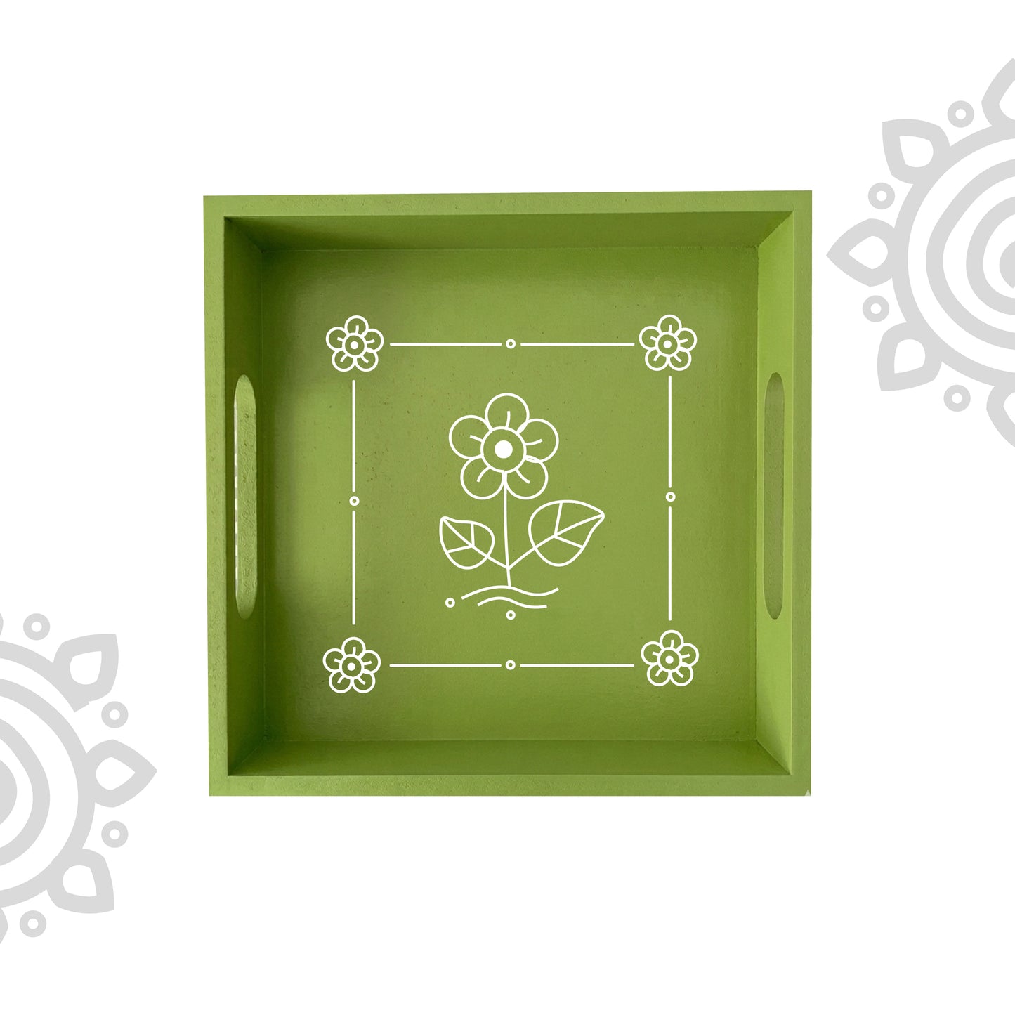 Hand Painted Multipurpose Serving Tray with Handle | 10"x10"x2" | Style #4