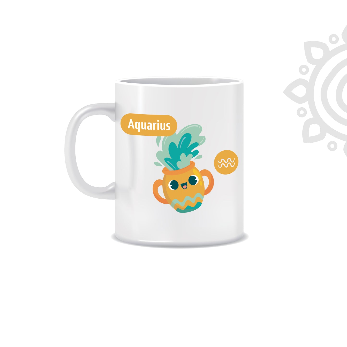 White Ceramic Coffee Mug | Zodiac Sign | Aquarius | 325 ML | Pack of 1